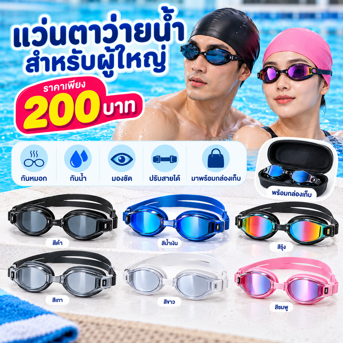 แว่นตาว่ายน้ำผู้ใหญ่